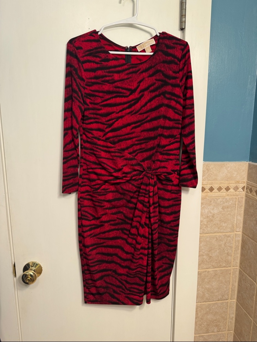 Red & Black Michael Michael Kors Zebra Tie-Waist Sheath Dress